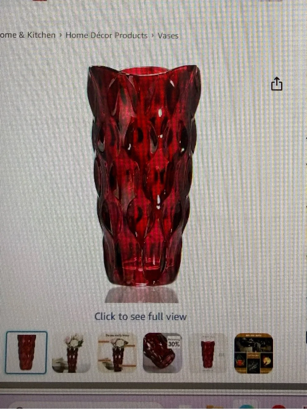 Deep Red Textured Glass Vase